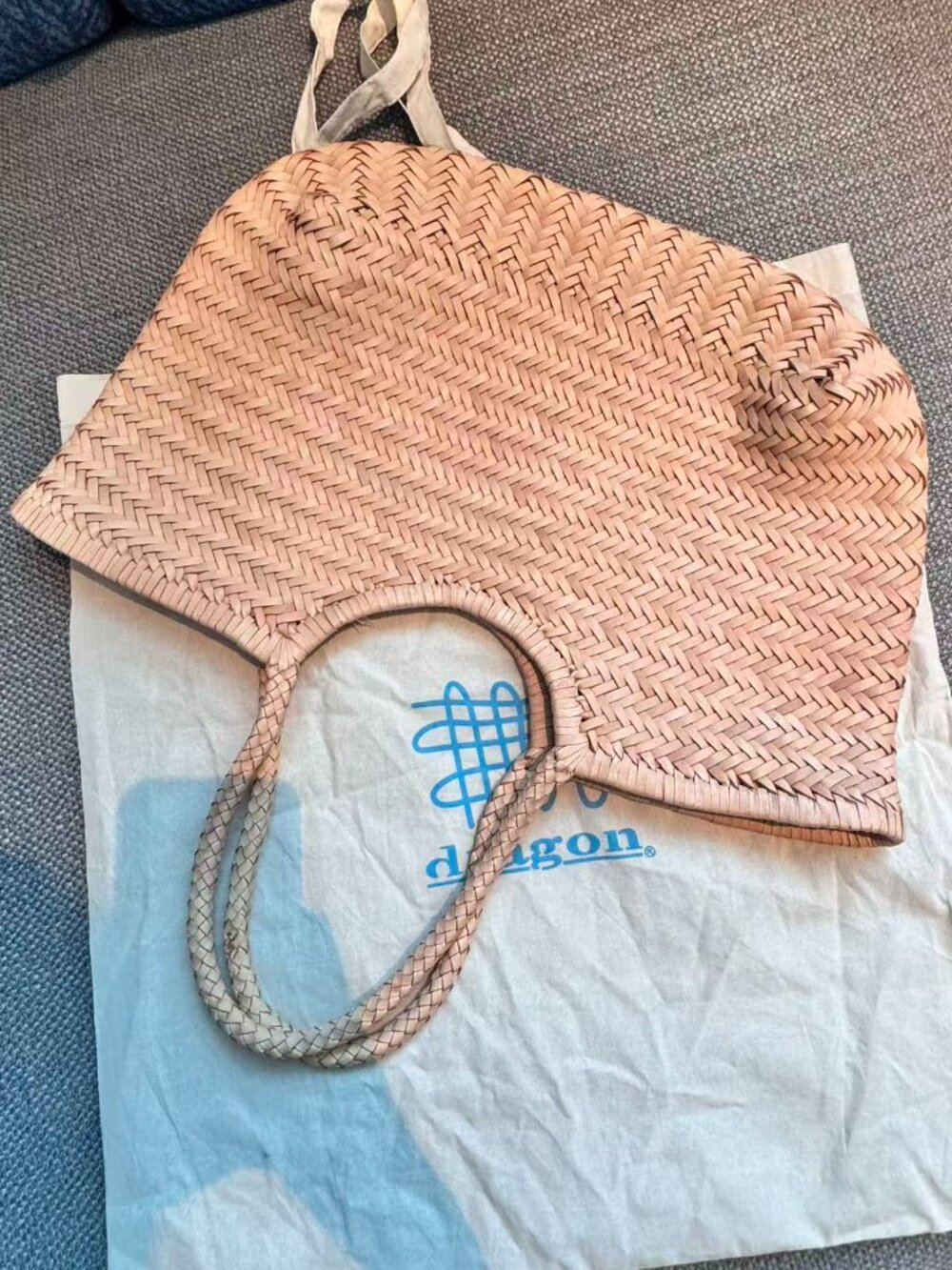 Dragon Diffusion nantucket woven basket bag in sand
